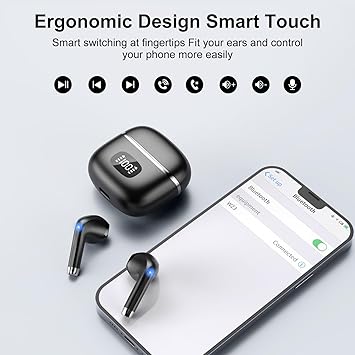 Ecouteurs Bluetooth sans Fil, 2023 Écouteurs Bluetooth 5.3 avec ENC Réduction Casque, 40 Heures Durée de Lecture avec Écran LED, Hi-FI Son Stéréo, IP7 Étanche, Contrôle Tactile Oreillette Bluetooth