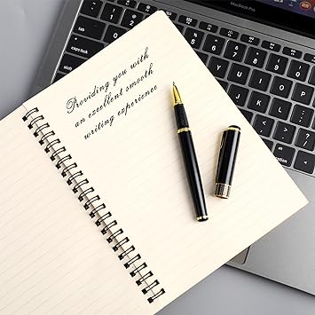 Ensemble De Stylos À Bille Roulante De Luxe, Noir De 0.5 Mm Beau Stylo À Bille En Métal Avec 2 Recharges Noires, Pour Hommes Et Femmes, Signature D'entreprise, Journal Intime, Bureau, Cadeau