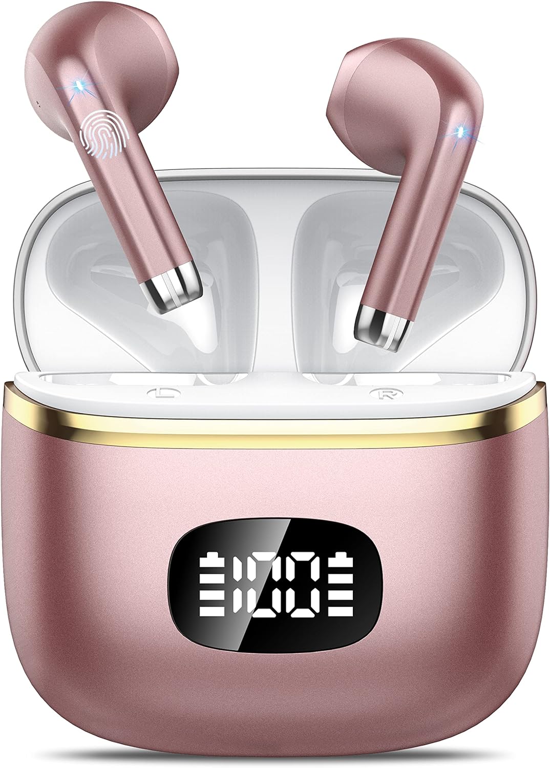 Ecouteurs Bluetooth sans Fil, 2023 Écouteurs Bluetooth 5.3 avec ENC Réduction Casque, 40 Heures Durée de Lecture avec Écran LED, Hi-FI Son Stéréo, IP7 Étanche, Contrôle Tactile Oreillette Bluetooth