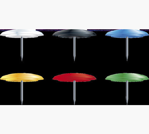 BOÎTE DE 40 PUNAISES - HAUTEUR DE POINTE 7MM - 10MM DE DIAMÈTRE - COULEURS ASSORTIES