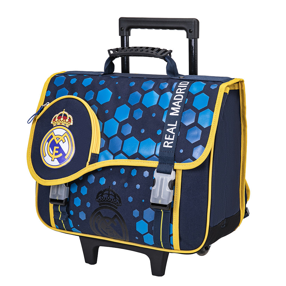 Cartable à roulettes REAL MADRID 41cm 2 compartiments bleu