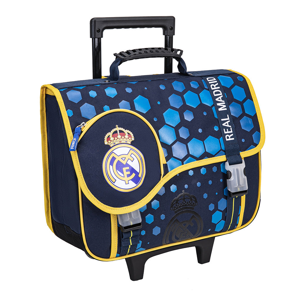 Cartable à roulettes REAL MADRID 41cm 2 compartiments bleu