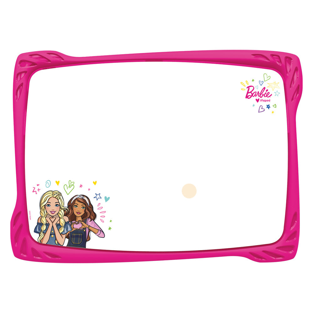 Ardoise blanche incassable MAPED BARBIE + 1 feutre + 1 brosse