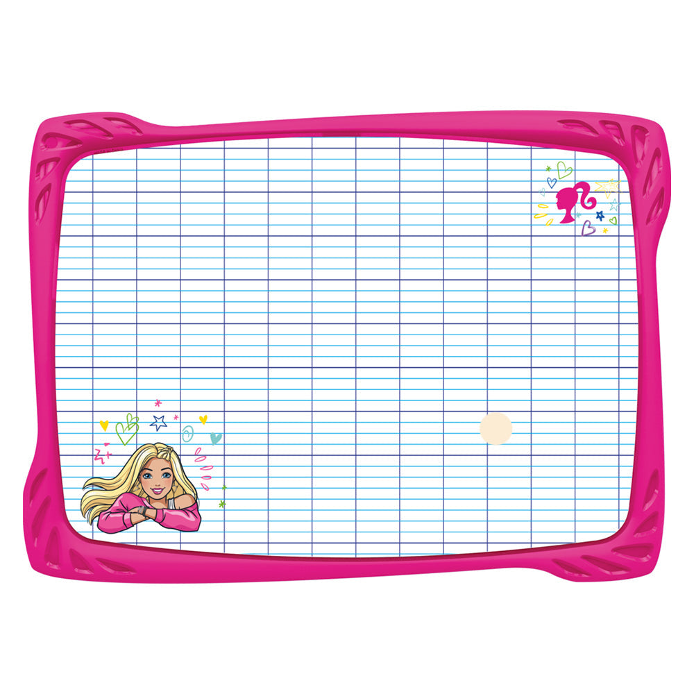 Ardoise blanche incassable MAPED BARBIE + 1 feutre + 1 brosse