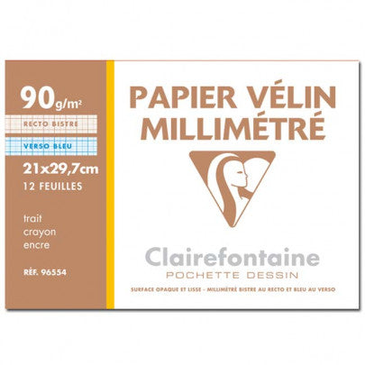 Papier millimétré A4 Pochette de 12 feuilles