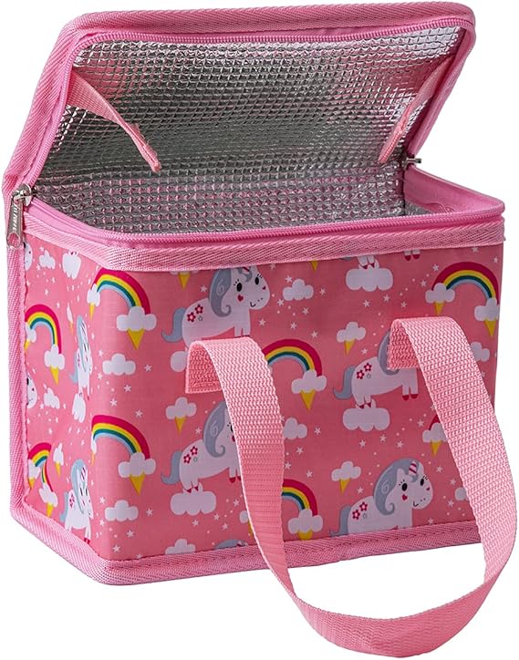 Sac Repas Lunch Bag Sac à Déjeuner Sac Fraîcheur Portable Isotherme Licorne Rose 22cm X 16cm X 12cm