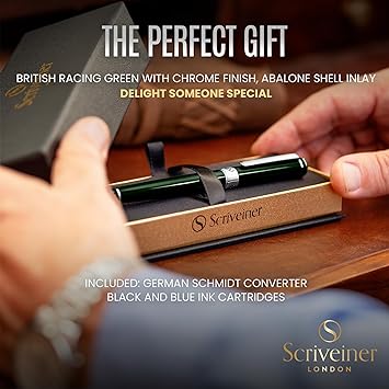 Superbe Stylo Plume de Luxe, Finition Chromée, Plume Schmidt (Moyenne), Meilleure Parure Cadeau pour Homme et Femme, Professionnel, Directeur, Bureau, Beau Stylo