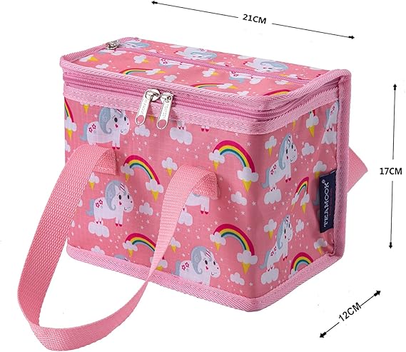 Sac Repas Lunch Bag Sac à Déjeuner Sac Fraîcheur Portable Isotherme Licorne Rose 22cm X 16cm X 12cm