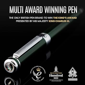 Superbe Stylo Plume de Luxe, Finition Chromée, Plume Schmidt (Moyenne), Meilleure Parure Cadeau pour Homme et Femme, Professionnel, Directeur, Bureau, Beau Stylo
