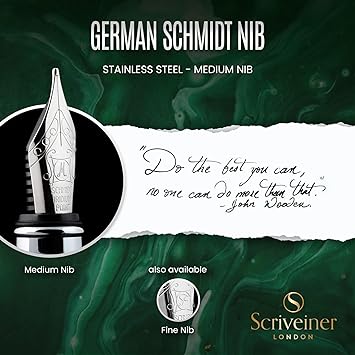 Superbe Stylo Plume de Luxe, Finition Chromée, Plume Schmidt (Moyenne), Meilleure Parure Cadeau pour Homme et Femme, Professionnel, Directeur, Bureau, Beau Stylo