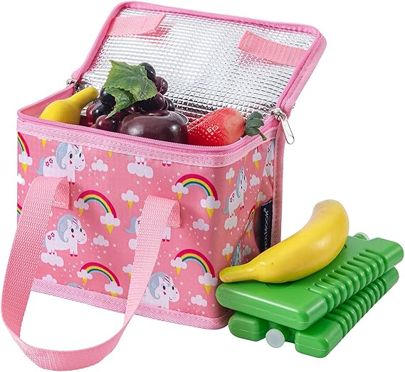 Sac Repas Lunch Bag Sac à Déjeuner Sac Fraîcheur Portable Isotherme Licorne Rose 22cm X 16cm X 12cm
