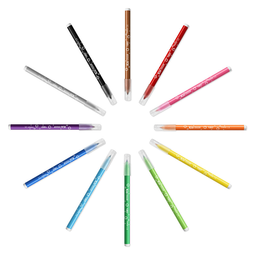 12 feutres pointe moyenne ultra lavable BIC KID COULEUR