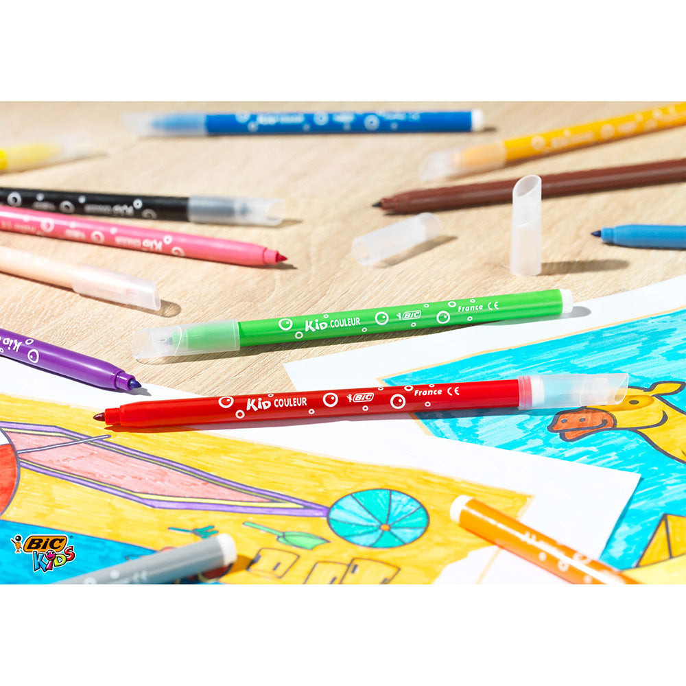 12 feutres pointe moyenne ultra lavable BIC KID COULEUR