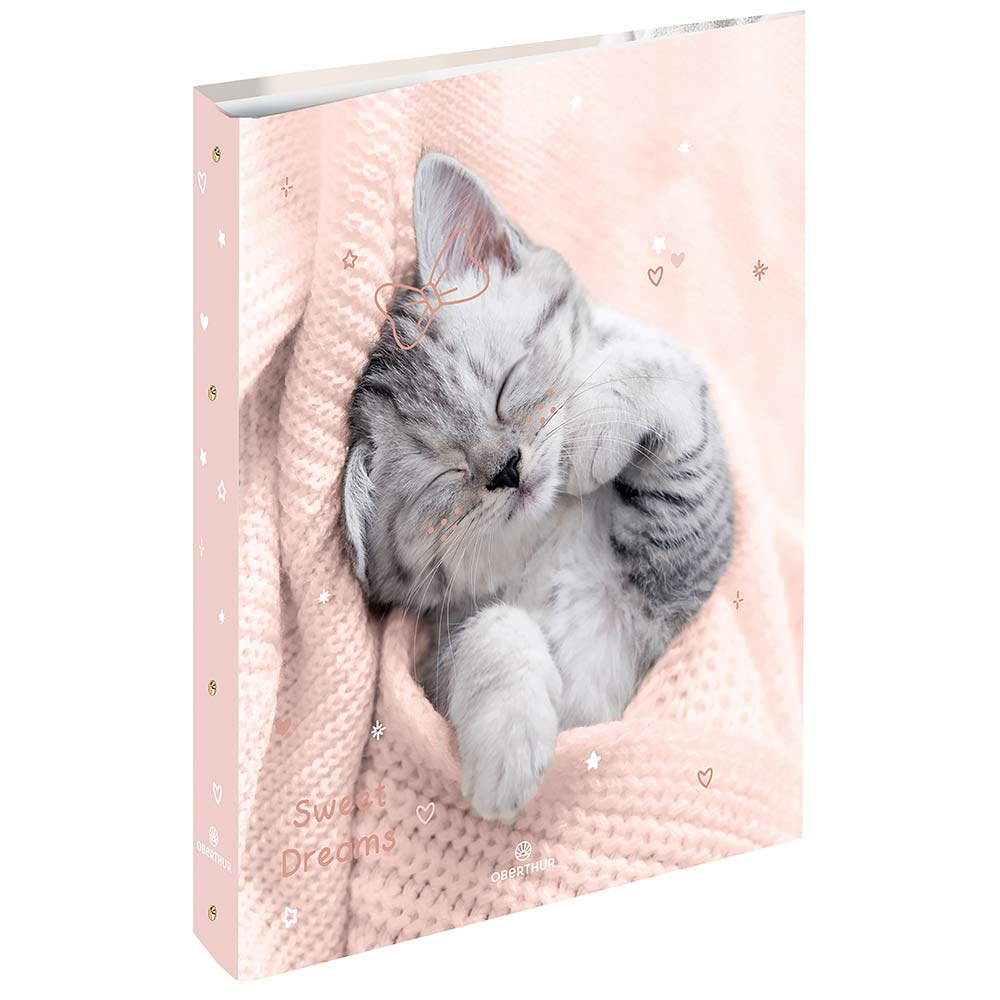 Classeur scolaire 4 anneaux A4 OBERTHUR Chaton Dream Dos 4cm