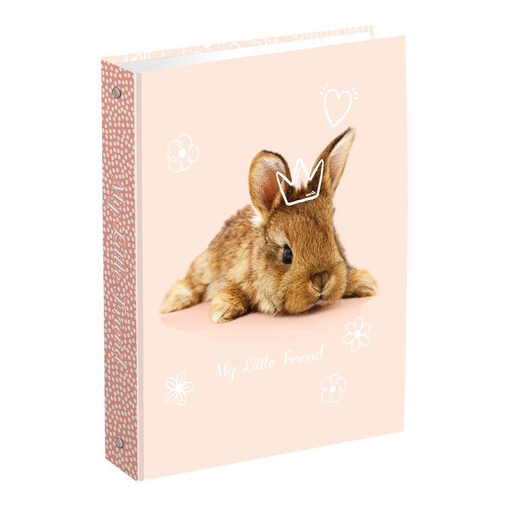 Classeur scolaire A4 Little Friends Lapin 4 anneaux rose