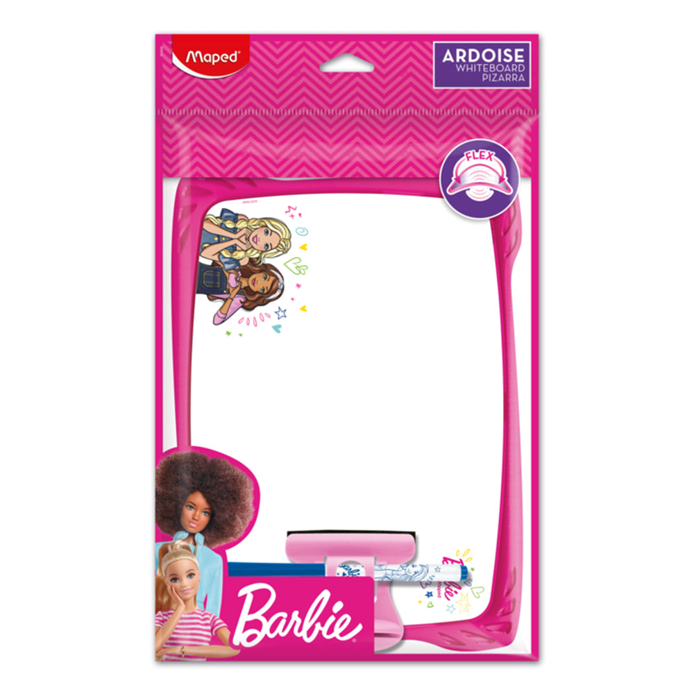 Ardoise blanche incassable MAPED BARBIE + 1 feutre + 1 brosse